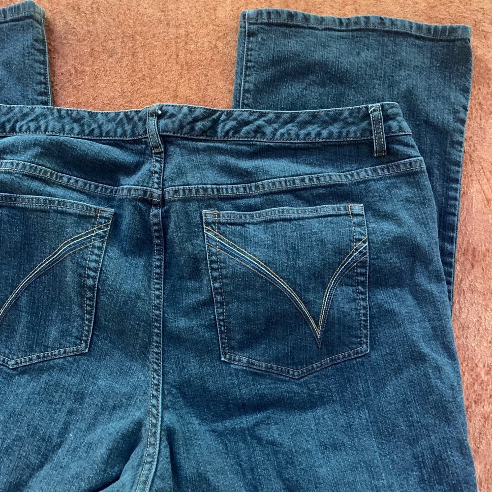 Venezia Womens 7 Petite Stretch Bootcut Jeans Dark Wash Blue Denim Mid Rise - Picture 9 of 9
